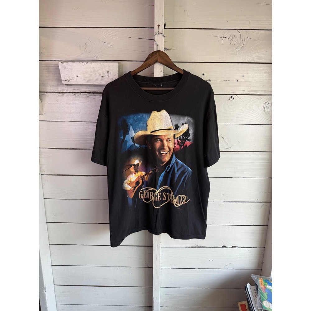 Vintage George Strait Country Music Festival T Shirt Mens Black Graphic Tee